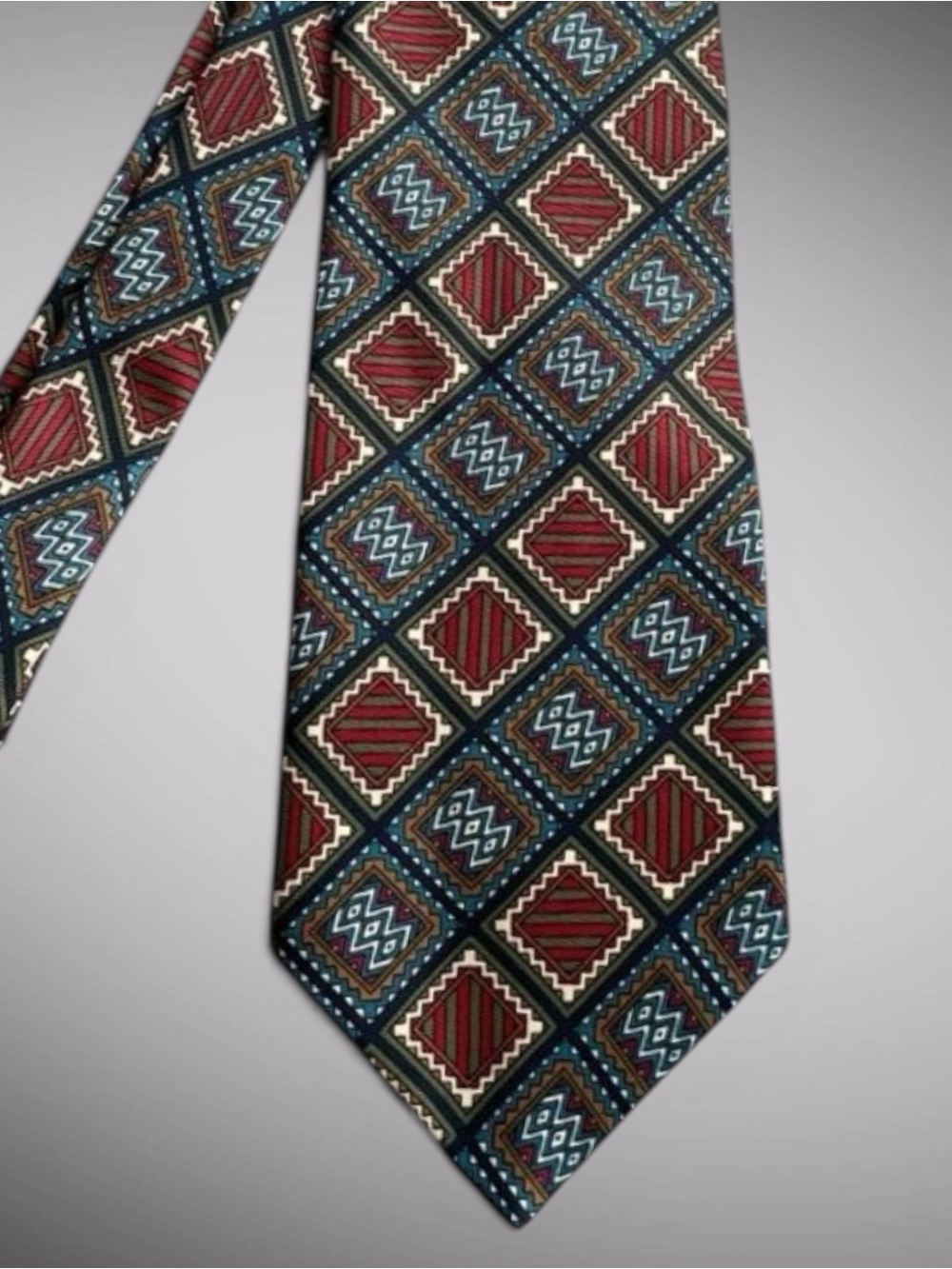 Vintage Michaelsons Of London Silk Tie Geometric Necktie Made England